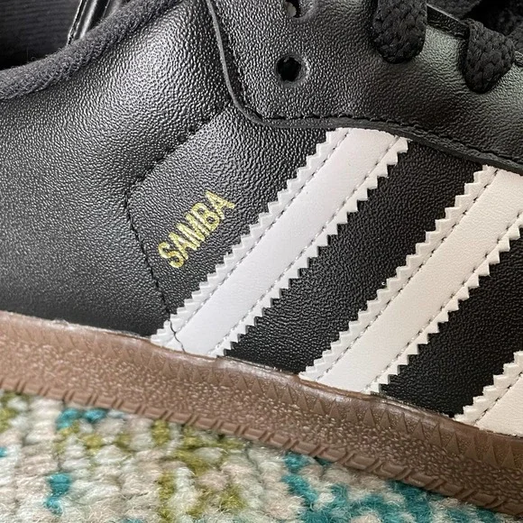 Adidas Samba Classic Leather Sneakers Black White Light Brown WOMEN'S 6.5 - Picture 5 of 11